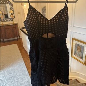 Stylish Black Checkered Dress with Cut-Out